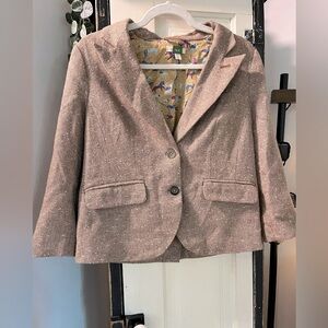 Anthropologie Ett TWA Tan Tweed Blazer